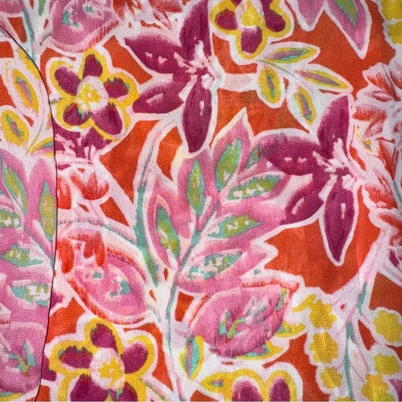 EUC Chaps Sheer Floral Button Down Blouse in Vibrant Colors Size 3X - Picture 4 of 5